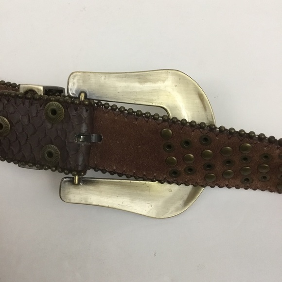 Brown Genuine Leather Studded Belt Womens size SM - Picture 6 of 8